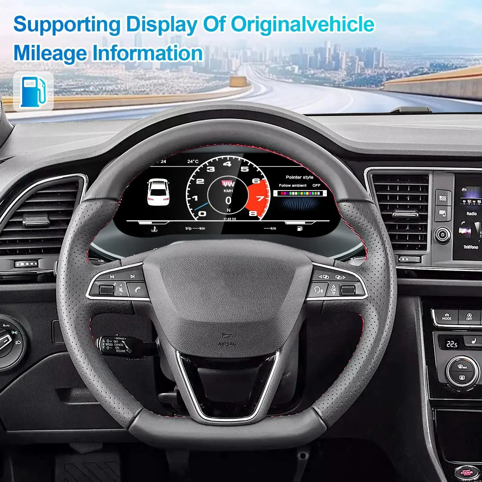 12.3inch Screen Digital LCD Gauges Speedometer For Seat Leon 2013 2014 2015 2016 - 2018 LCD Multifunction Panel Virtual Cockpit