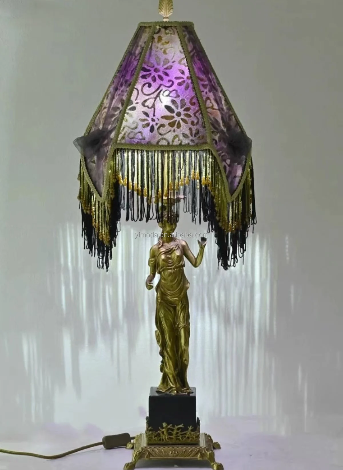 Home Decoration Baroque Royal Classical Copper Sculpture Art Copper Lamp Crystal Luxury Angle Gold Copper Desk Lamp