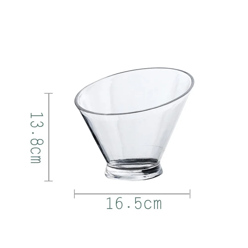 Clear Acrylic Slant Bowl 16.5cm Premium Crystal Transparent Dessert Bowl Salad Fruit Parfait Container Appetizer Serving Dish view 3