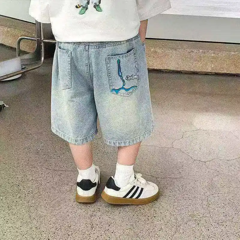 Brief Style Children Summer Shorts for Boys Ripped Denim Shorts Jeans Kids Teenager Casual Capris Pants 5 7 9 11 13 14 Year