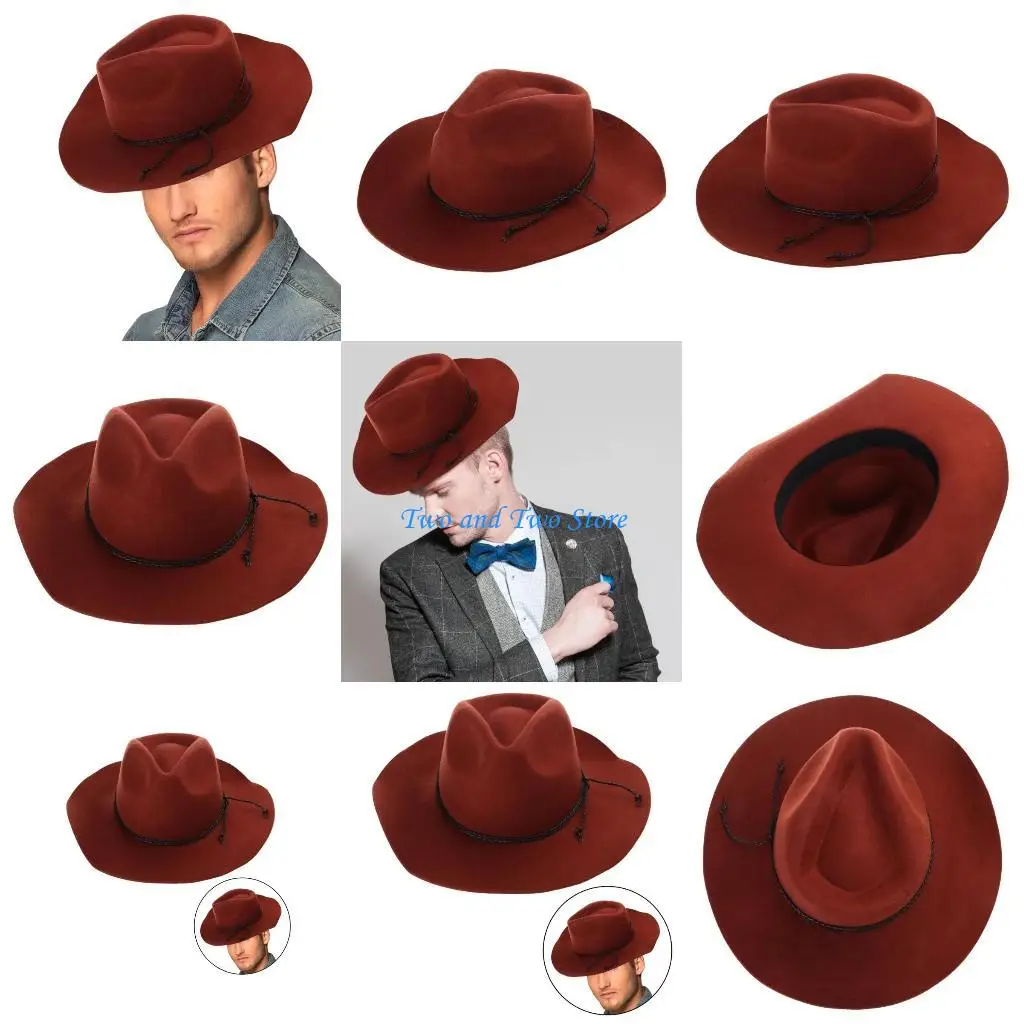 

HX6F Cowboy Hats for Proms Western Hat for Woman Windproof Cowboy Model Show Hat