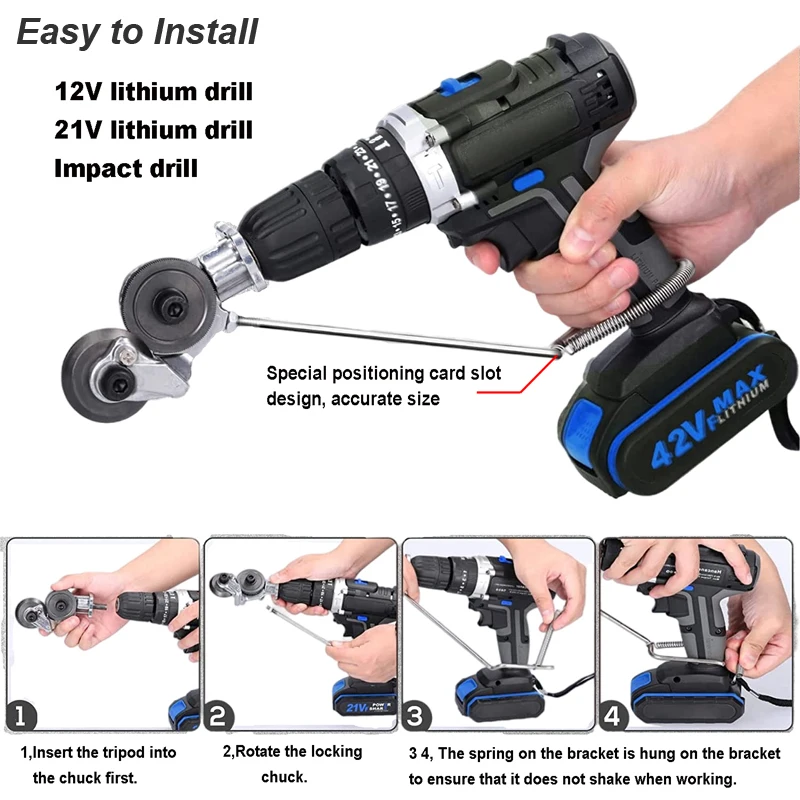 Electric Drill Shear Plate Cutter Attachment Metal Knife Copper Sheet Cut Tool Power Nibbler Punch Scissors Converter Adapter