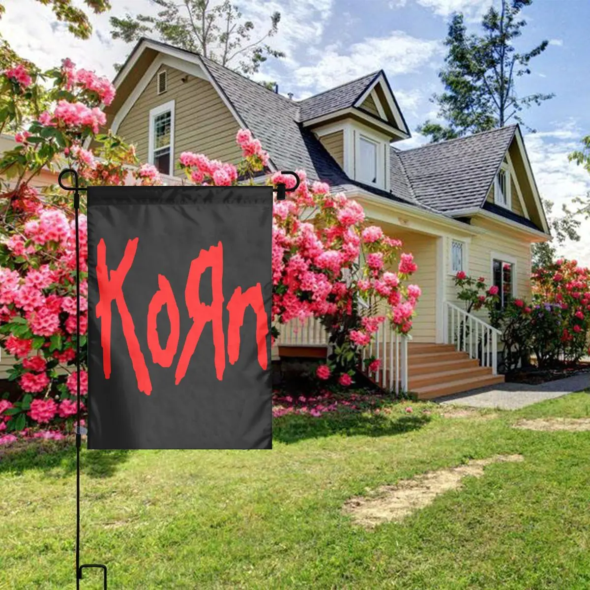 Custom Korns Logo And Symbol Garden Flag 12x18 Inch Double Sided Rock Band Flag Banner for House Outside Decoration