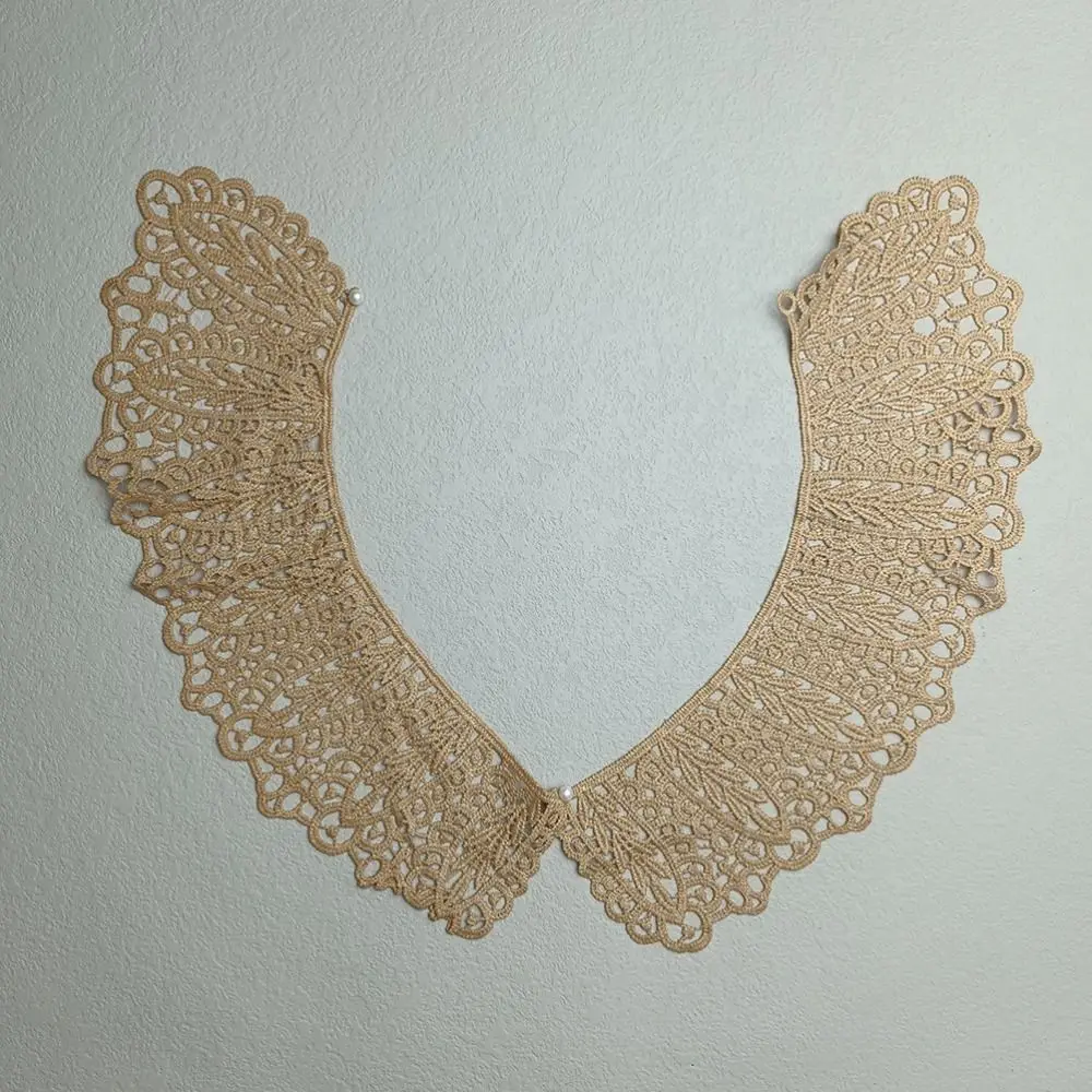 Mini Pearl Button Detachable Lace Collar Lightweight Hollow Design Decorative Shawl Breathable Soft Material Decorative Collar