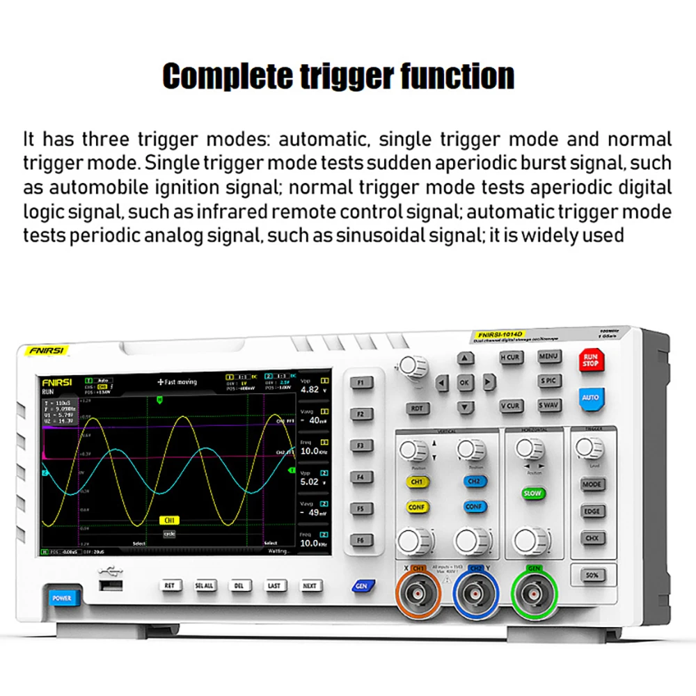 Tavolo oscilloscopio digitale USB 1014D 2 In 1 generatore di segnale di ingresso a doppio canale 1GSa/s frequenza di campionamento 100MHz * 2