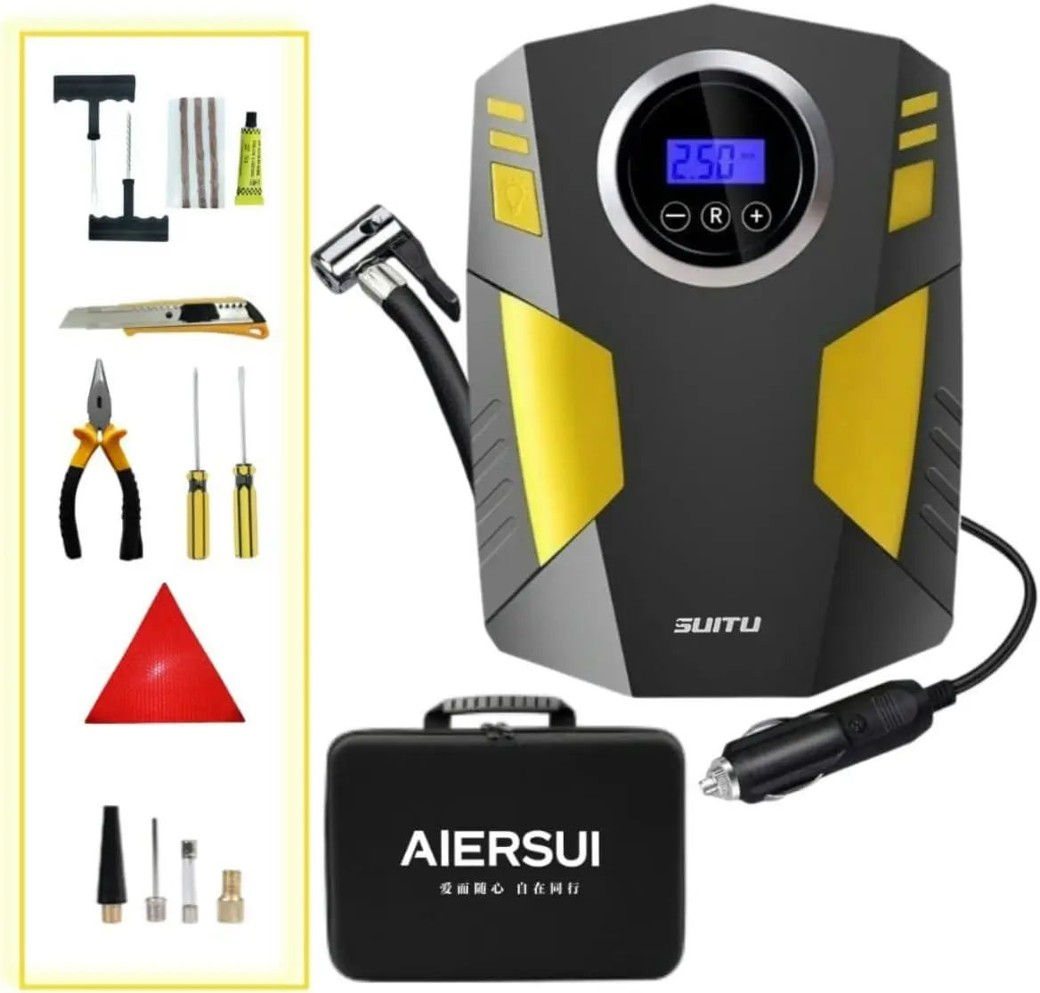 

Portable 12V DC Air Compressor 150PSI with LED Light for Car Tires, Bicycles, and Inflatables