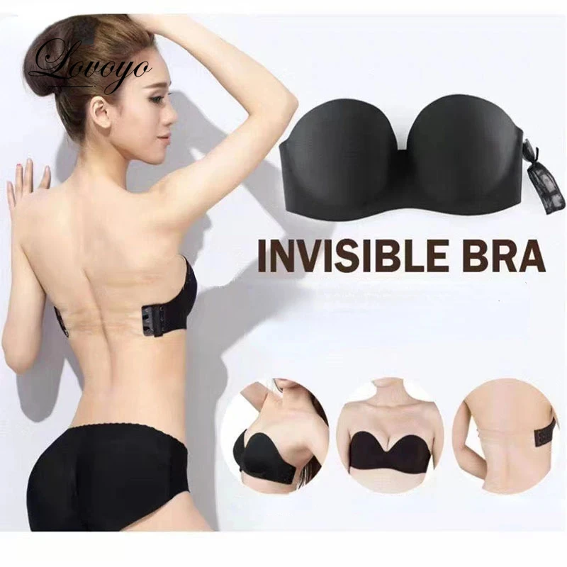 

Invisible Strapless Bra Women Magic Push Up Bra Women's Bras Underwired 1/2 Cup Back Band Dress Wedding Backless Invisible Bras