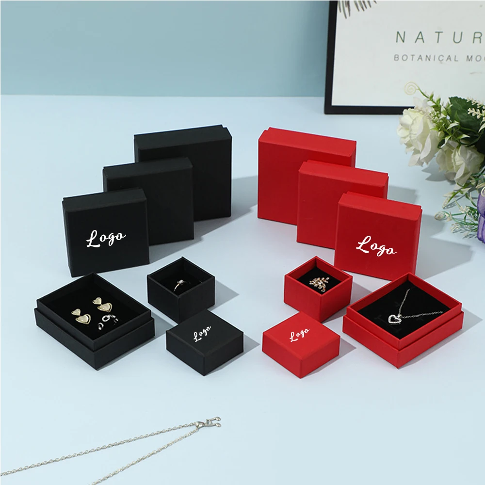 

Travel Jewelry Organizer Boxes 100Pcs 10x10x3cm Earrings Ring Necklace Bracelet Packaging Dust Box Custom Logo Wedding Gift Case