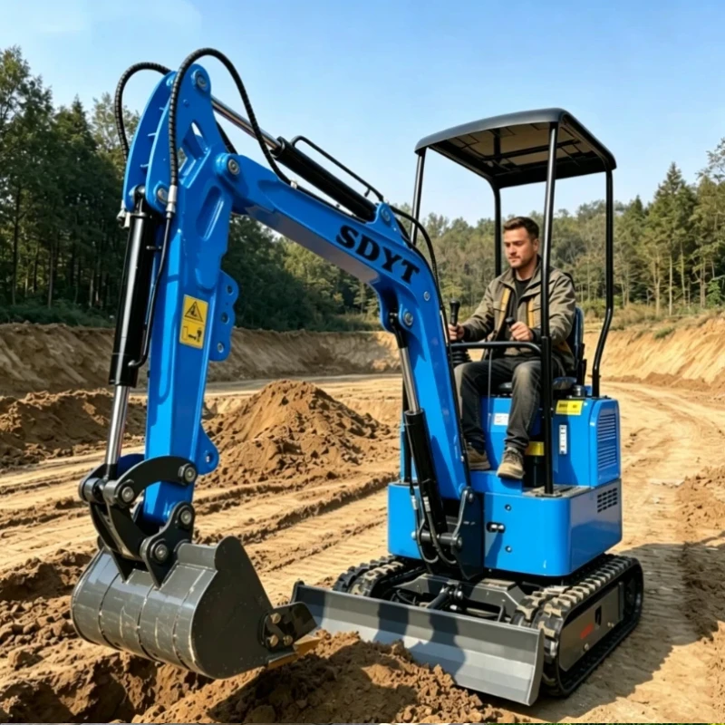 Reliable CE EU5 Customized Mini Excavator 1 Ton Hydraulic Crawler With Auger Breaker Ripper For Farm  Yard Backyard Farm