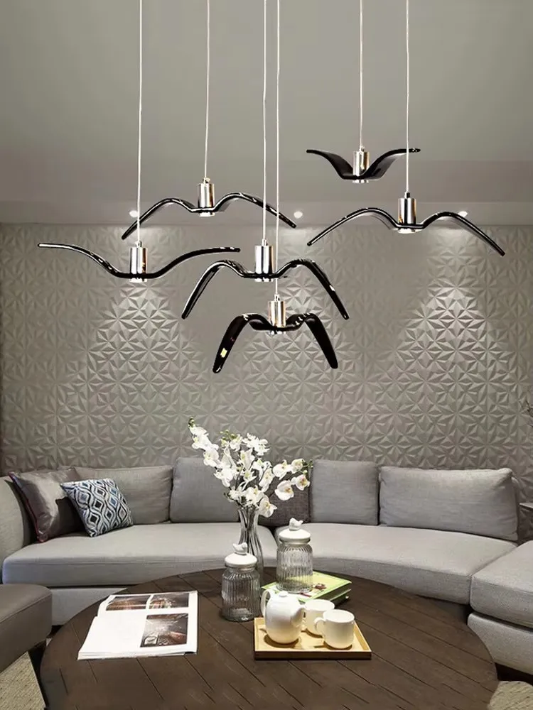 Nordic Pendant Lamp Led Seagull Chandeliers For Kitchen Dining Room Bar Birds Pendant Lights Ceiling Luminaire Lighting