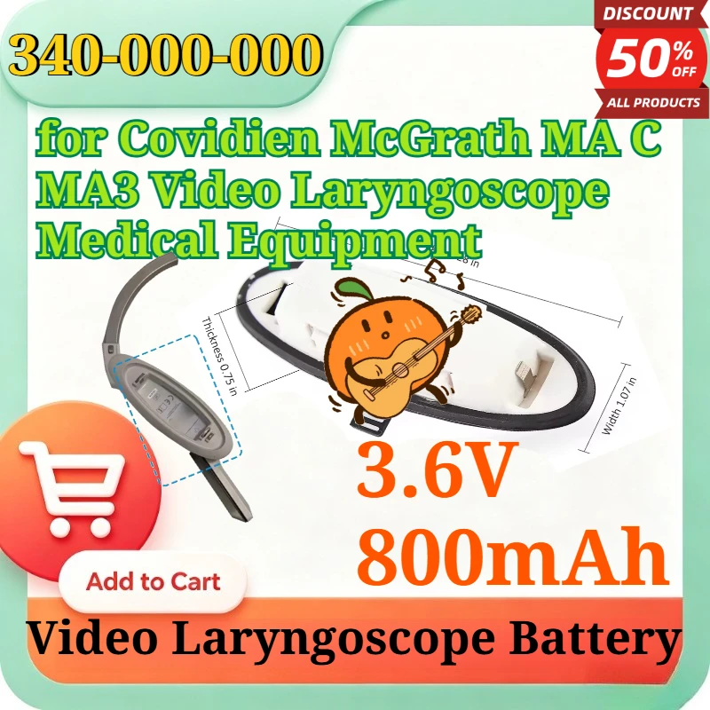 340-000-000 3.6V 800mAh Disposable Non-Rechargeable Battery for Covidien McGrath MA C MA3 Video Laryngoscope Medical Equipment