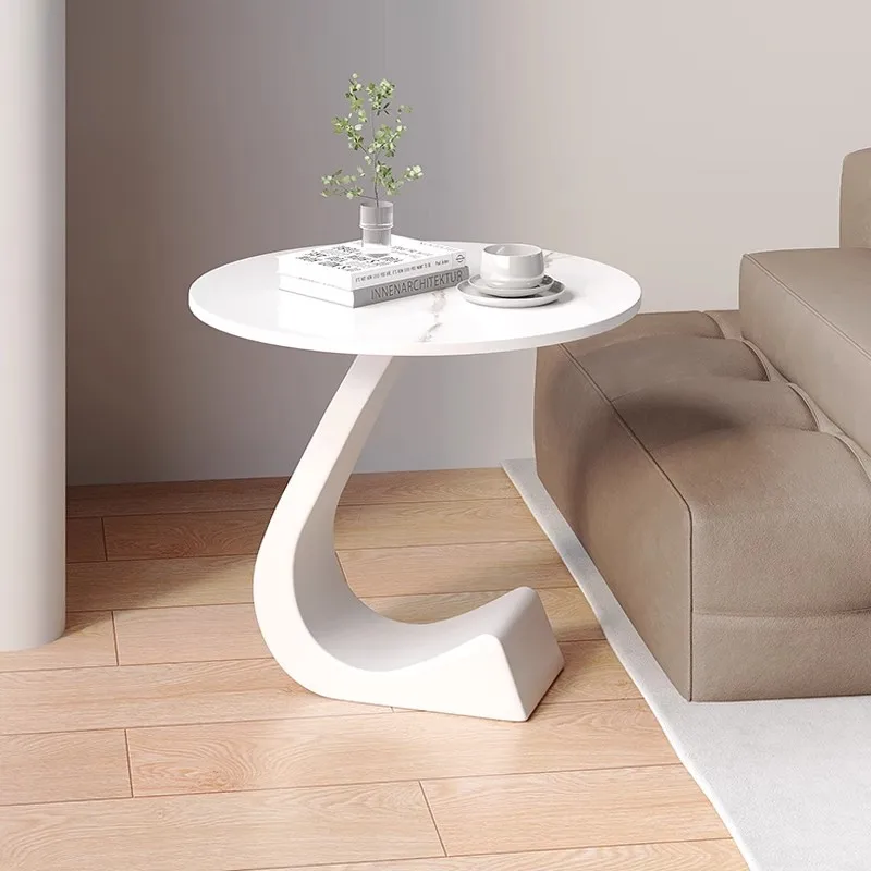 AOLIVIYA Tea Coffee Table Nightstand Storage Rack Sofa Corner Side End Stand Slate Round Creative Removable Home