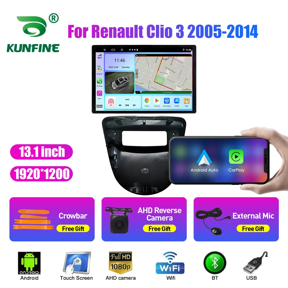 

13.1 inch Car Radio For Renault Clio 3 2005-2014 Car DVD GPS Navigation Stereo Carplay 2 Din Central Multimedia Android Auto