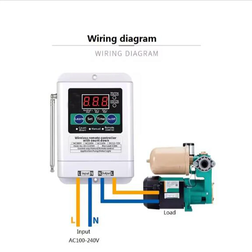DC9V العد التنازلي التحكم عن بعد التبديل 1Ch RF الارسال اليدوي وحدة الاستقبال مضخة مياه ضخ التحكم عن بعد