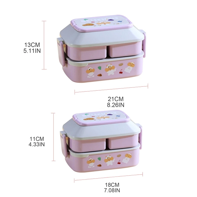 Portable Lunch Box Compartment Bento Organizer with Handle and Buckles for School Office Students Microwave Food Holder