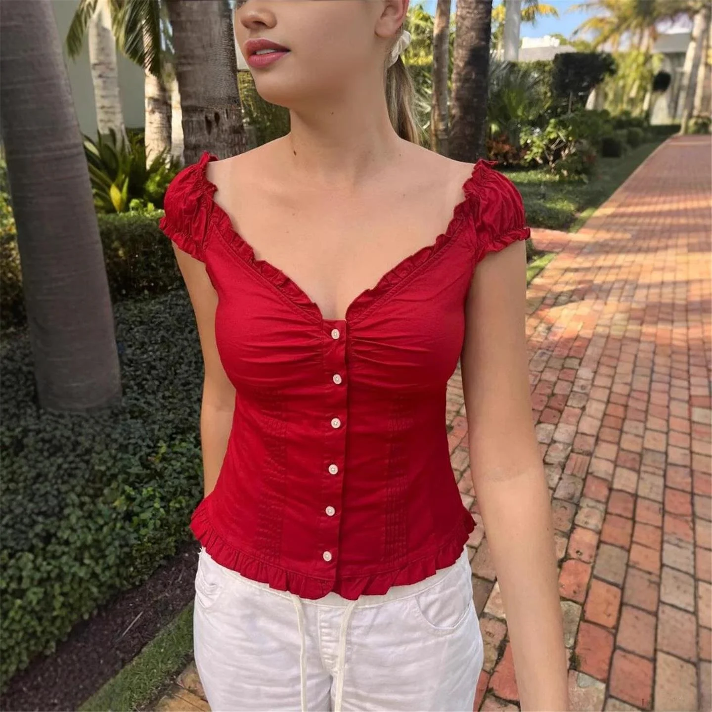 

Women's Lace Trim Slim Fit Cardigan Top ort Svel PU Leather BM Sle New Arrival European Faion Thin Cardigan