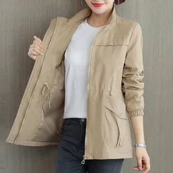 HI-FASHION Women Double Layer Windbreaker Autumn Casual Slim Coat Fashion Plus Size 4Xl Stand-Up Collar Ladies Jacket