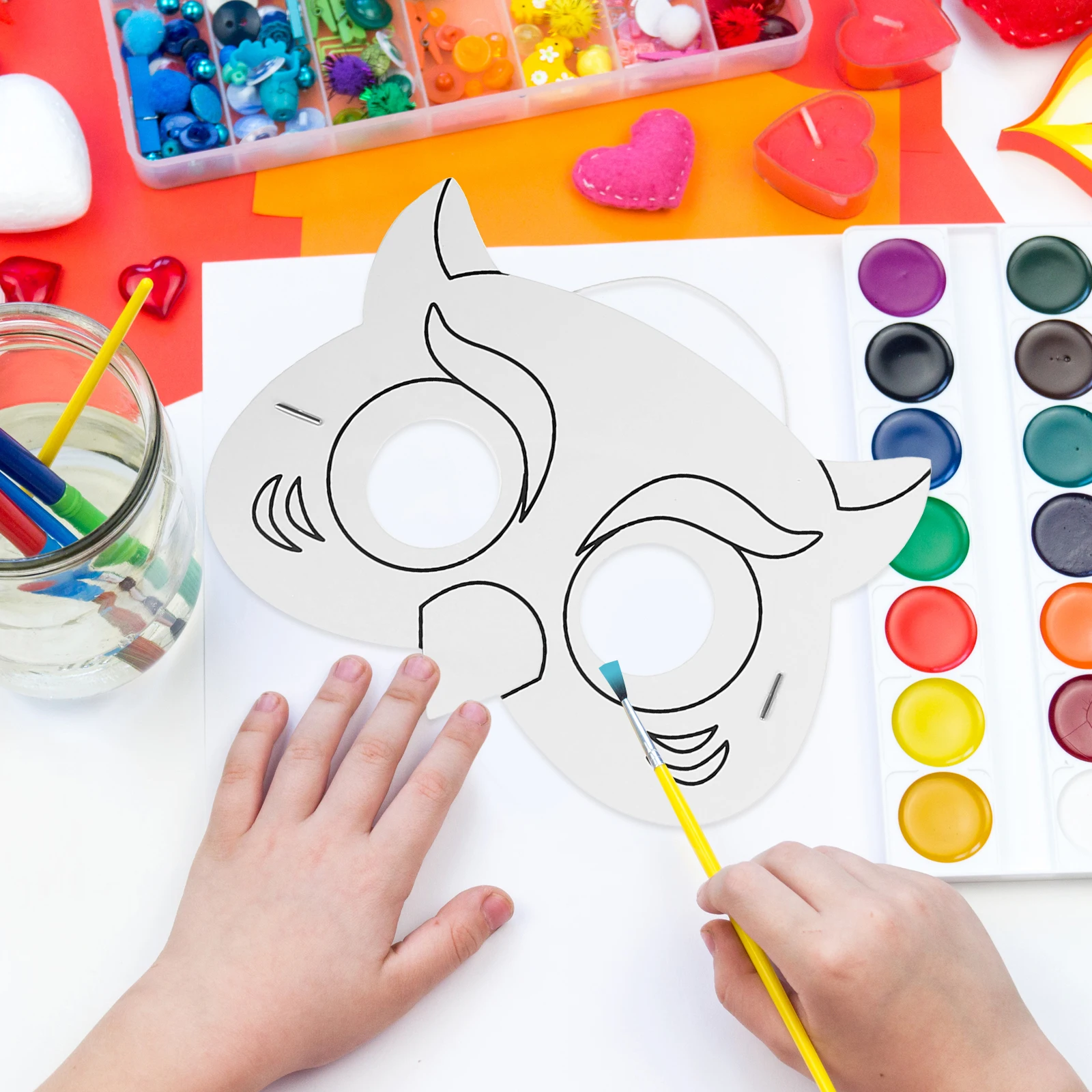 10 pezzi maschere di carta bianche Halloween bambini fai da te mascherata maschere vuote per pittura decorazioni artigianali accessori per feste cartone animato animale gufo