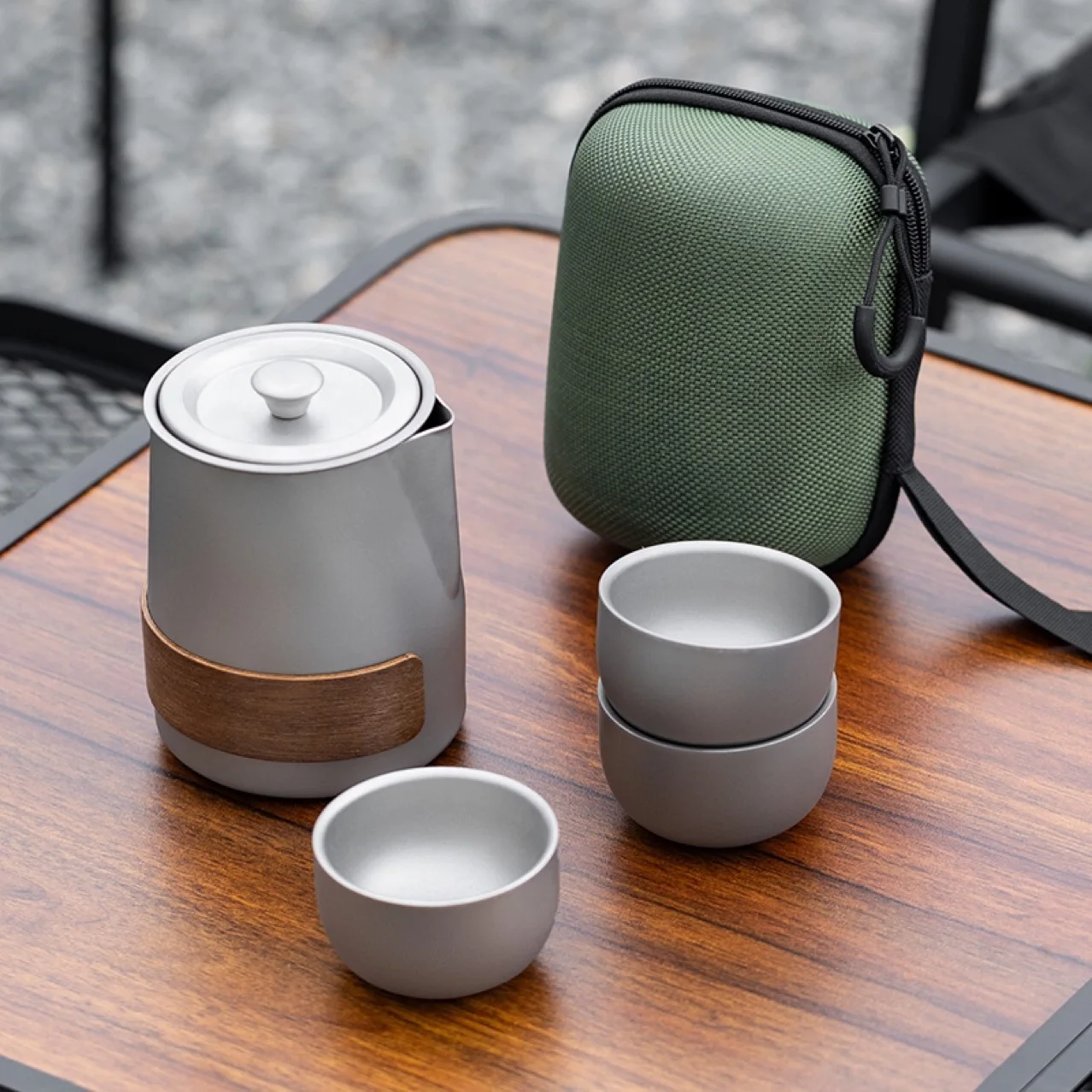 

Titanium Tea Set Portable Outdoor Infuser Travel Cups Portátil Resistant Anti-scalding Premium Titanium Alloy Théière
