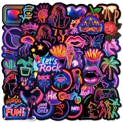 10/30/50pcs Funny Cool Neon Light Stickers Aesthetic Decals Laptop Notebook Phone Suitcase Car Decoration Scrapbooking Sticker