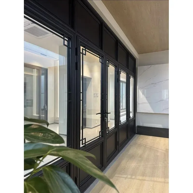 Chinese Style Aluminum Alloy Windproof Villa Swing Door Broken Bridge Type Commercial Use Custom Size Color 5 Years Quality