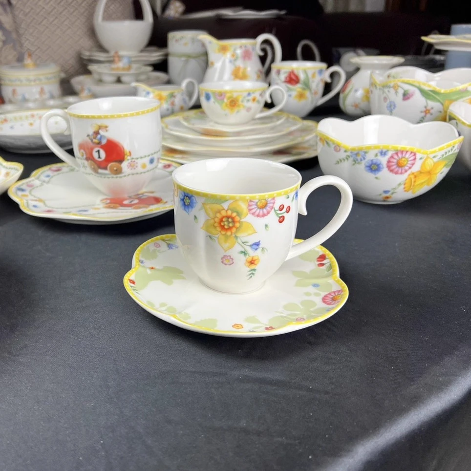 Hard Porcelain Tableware Easter Spring Awakening Series Tulip Plate Salad Plate Coffee Cup Saucer Vase Flat Plate1