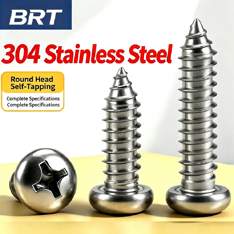 304 Stainless Steel Cross Phillips Round Pan Head Machine Screws GB818 M6 M8 M10 Metric Screw Corrosion Rust Resistant Machinery