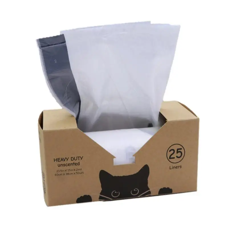 Cat Litter Box Liners Waste Bags 25pcs Heavy Duty Waste Feces Bags With Drawstring Cat Supplies For Litter Boxes