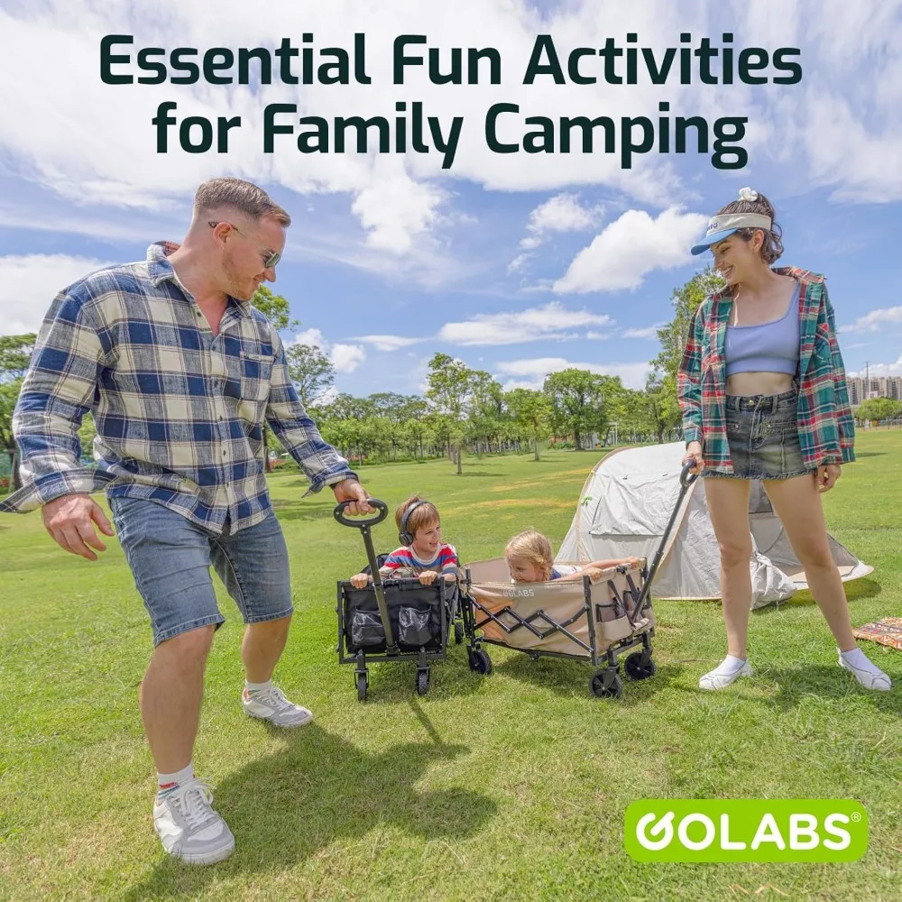 Carro plegable con carga de 350 lb, almacenamiento expandible de 100 L, plegable resistente para jardín y camping