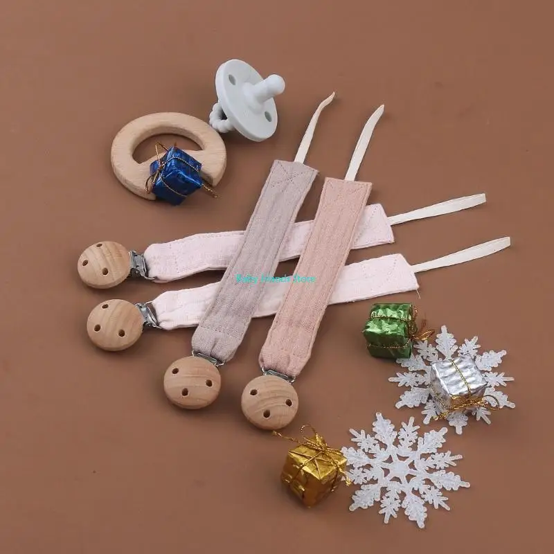 K92D 4 قطعة دمية الرضع مشابك مصاصة للرضع لينة القطن مهديء حامل التمريض عضاضة الدمية كليب الحلمة حامل الطفل هوة سلسلة