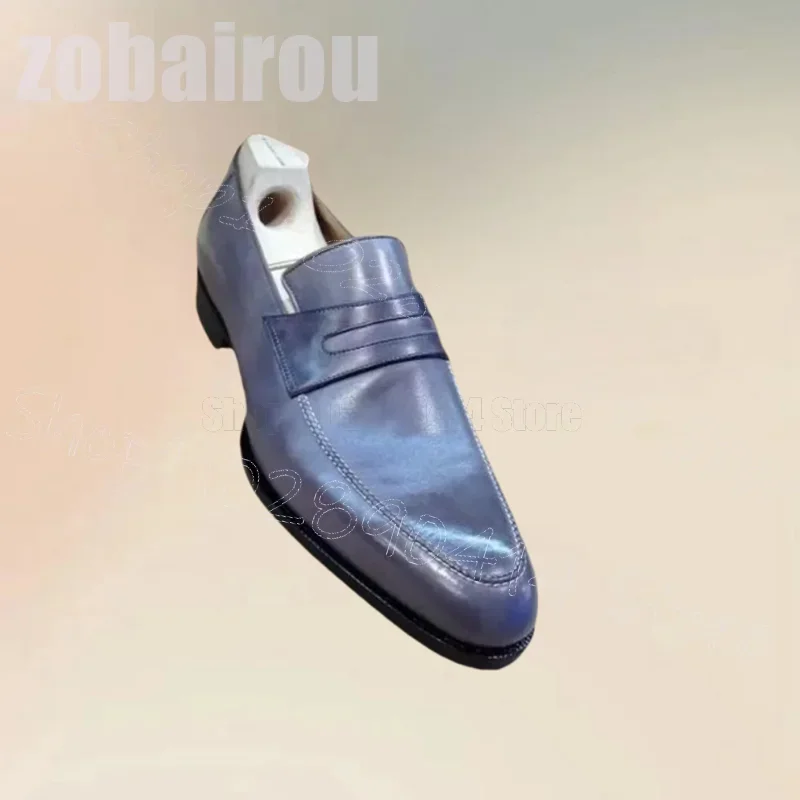 

Purple Sewing Design Matte Leather Men Loafers Fashion Slip On Men Shoes Luxurious Handmade Party Banquet Office Men Dress Shoes