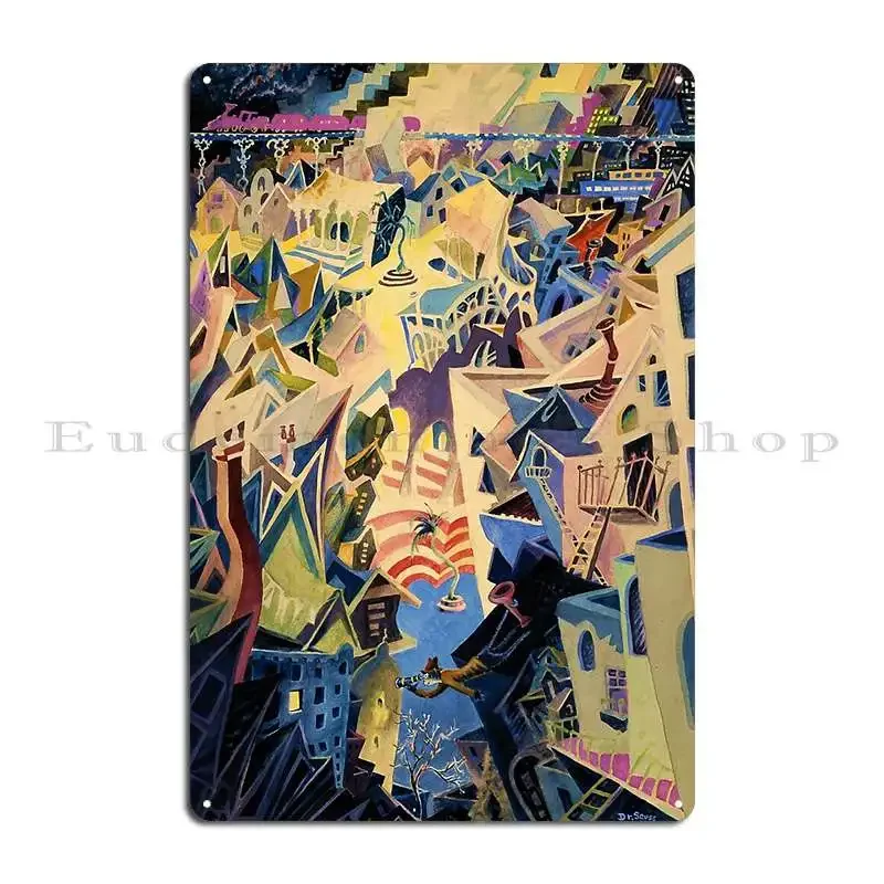 Cat Detective Painting Colorful Interesting Fun Wild And Wacky Metal Sign Personalized Design Designing Classic Tin Sign Poster