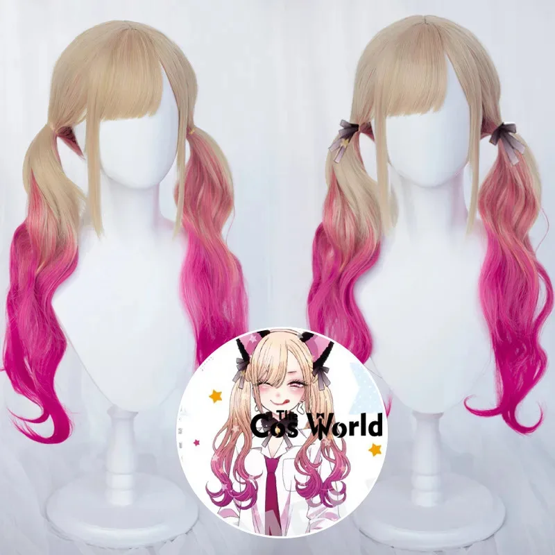 My Dress-Up Darling Kitagawa Marin Cat 60cm Long Wavy Anime Cosplay Wigs Fiber Heat Resistant Synthetic Hair + Wig Cap