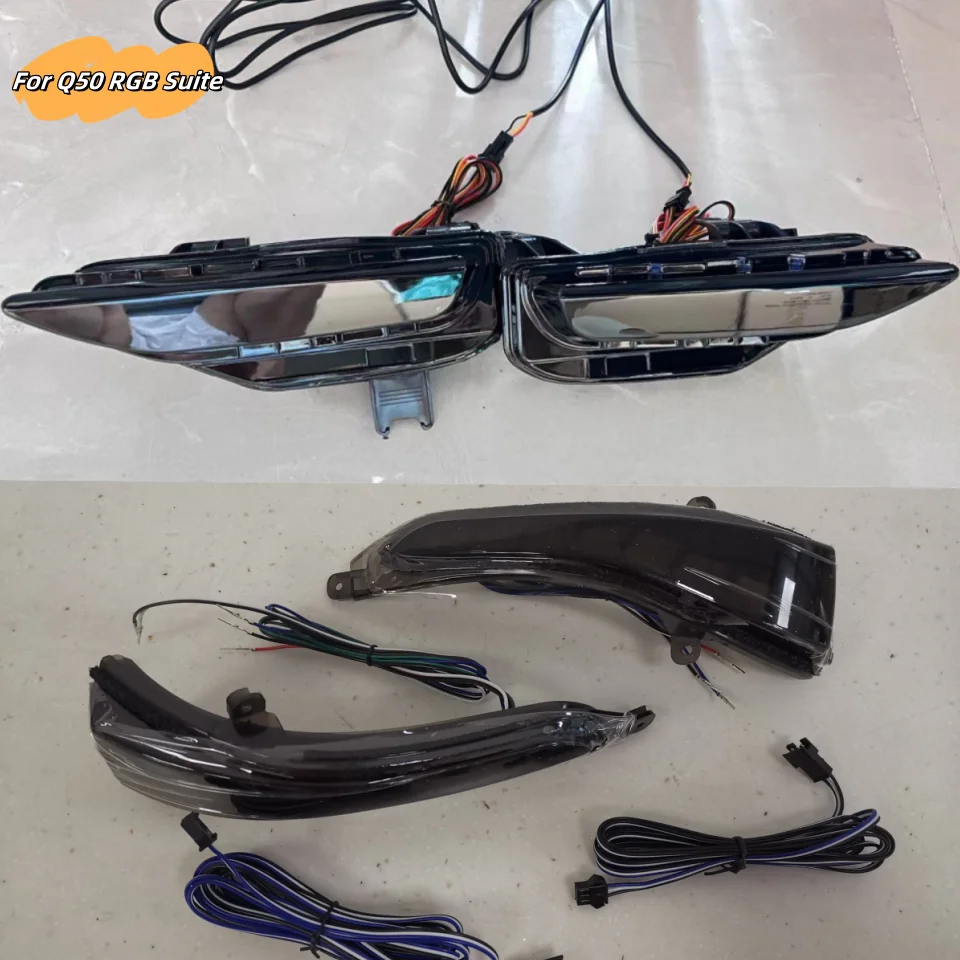 Fit for Q50 RGB Combo Light 2014+ Daytime Running Light With Side Mirror Light Front Bumper Sequential