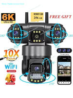 3 Lens Video Surveillance Camera Wifi Network CCTV Camera 4G SIM Card Wireless 360 Monitor Outdoor Waterproof Security Cameras