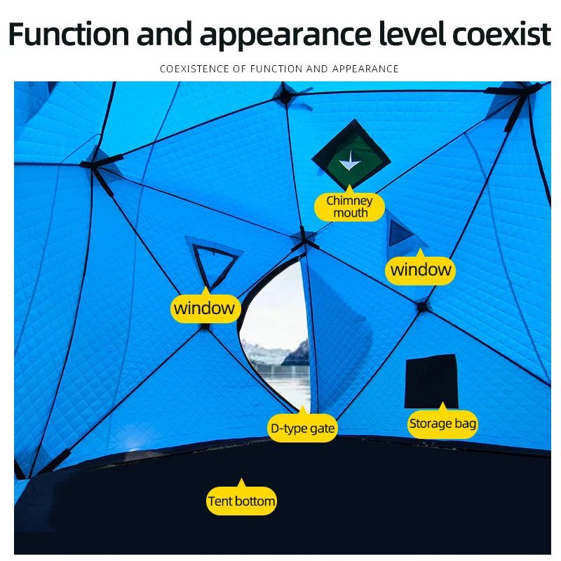 Imagem -05 - Barraca Dobrável de Isolamento de Três Camadas para Pesca no Gelo à Prova de Vento e Frio Algodão Espessado Inverno 34 Pessoas