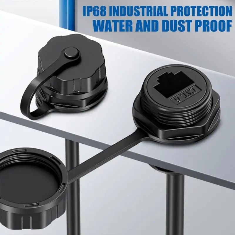 RJ45 Coupler RJ45 Male To Female Adapter Cable With IP68 Waterproof Dustproof Cover For Cat6 Networking Connection 896C