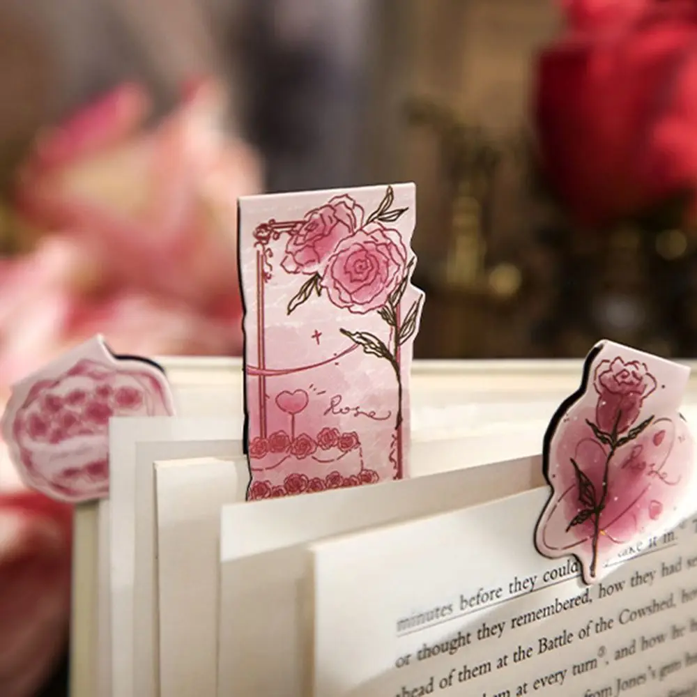 3 Pcs/Set Aesthetic Rose Magnetic Bookmark Oil Painting Vintage Book Page Clip Multifunction Multi-purpose Marker Card