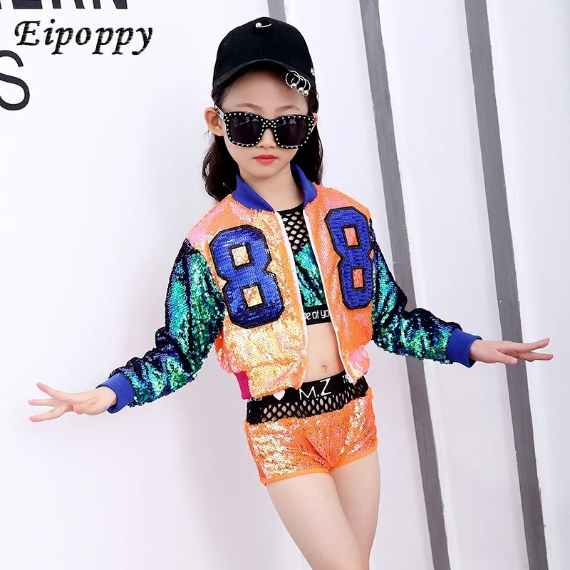 Die neuen Kinder kleidung Mädchen Pailletten Jazz Tanz kostüme tanzen Hip-Hop Kleidung Anzug Weste lo shi Neujahrstag