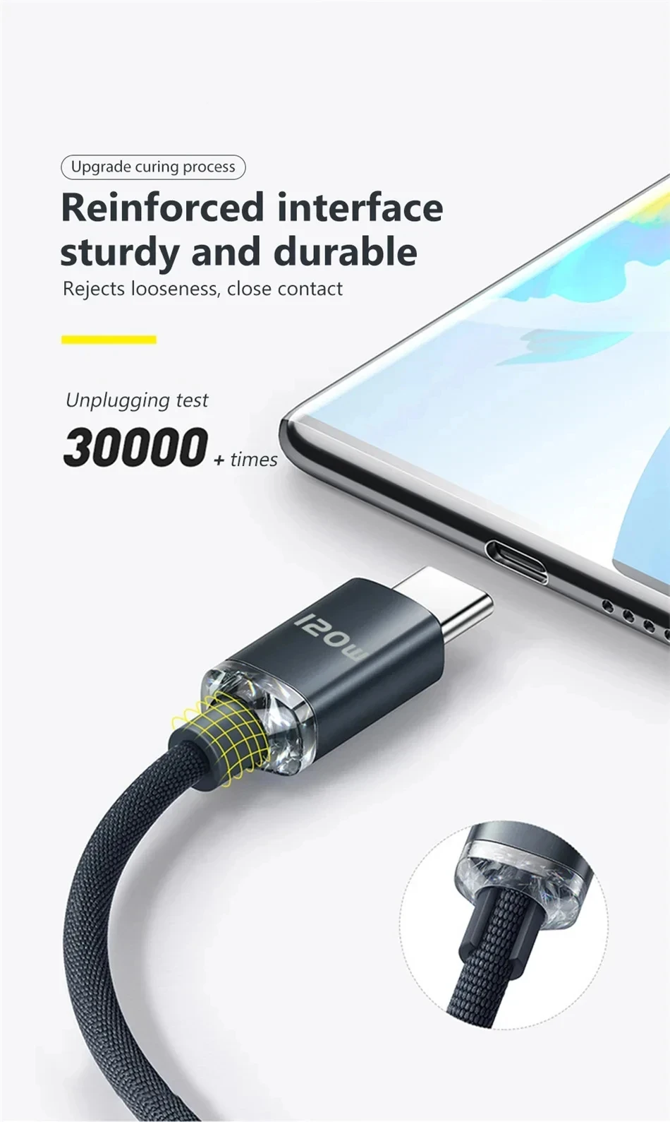 120 W PD Typ C Kabel 0,25 M/1 M/1,5 M/2 M Schnellladekabel USB C Telefon Datenkabel Schnellladung für iPhone 17 Xiaomi Samsung Huawei – Detail 8