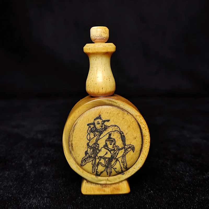 YIZHU CULTUER ART Size 8.2 × 4.2 cm Chinese Old Hand Carved children boy Statue Snuff Bottles Desk Decoration Gift Collection