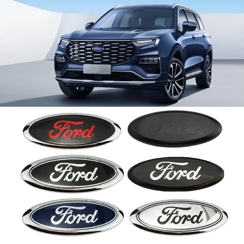 15x6cm Car Emblem Front Hood Trunk Sticker Accessories for Ford Mondeo Fiesta Ranger Focus Explorer Fusion F150 Escape Edge Smax