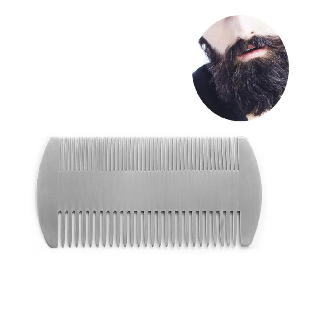 Credit Card Size Stainless Steel Comb Anti-Static Wallet Pocket Beard Comb Mustache Dual Action Hair Brush Combs Travel