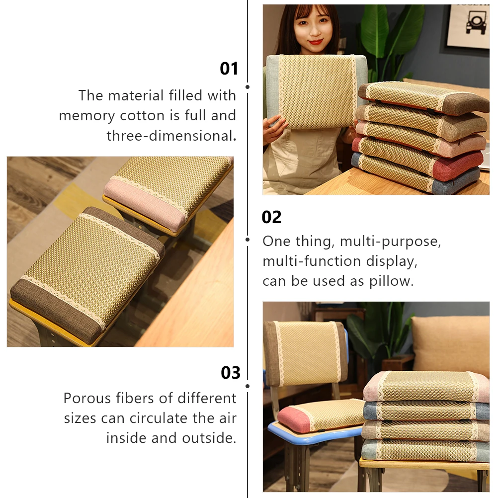 

Round Summer Seat Cushion Breathable Chair Pad Cooling Pillow Office Outdoor Garden Cotton Linen Pillowcase
