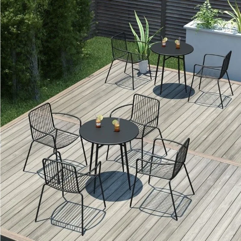 Nordic outdoor tables chairs iron art leisure outdoor courtyard balcony tea shop coffee shop waterproof tables chair combination