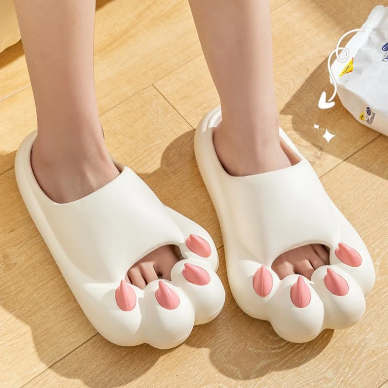 New cat claw slippers men women outside wear cute couple indoor home non-slip slippers outdoor beach sandals lightweight