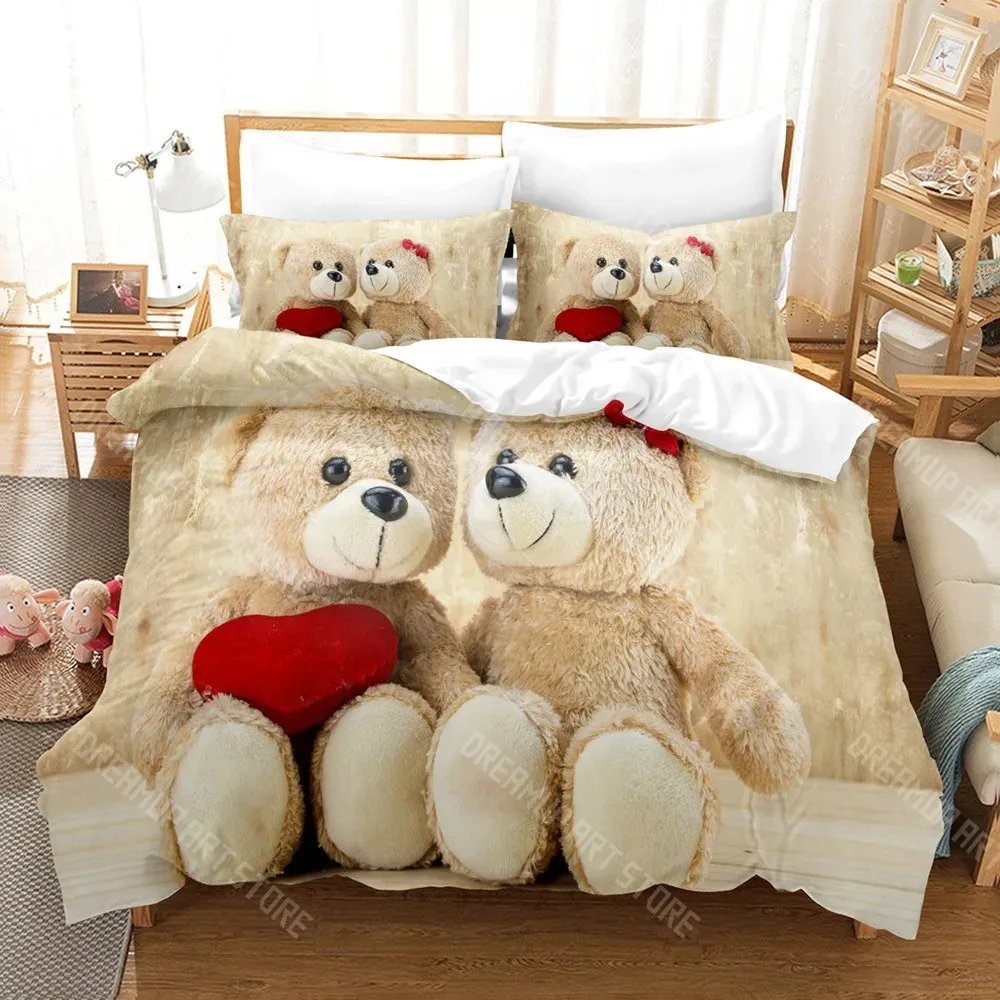 3D Printed Teddy bear Doll Bedding Set for Boys Girls Duvet Cover Pillowcase Twin Queen King Full Single Double Sizes