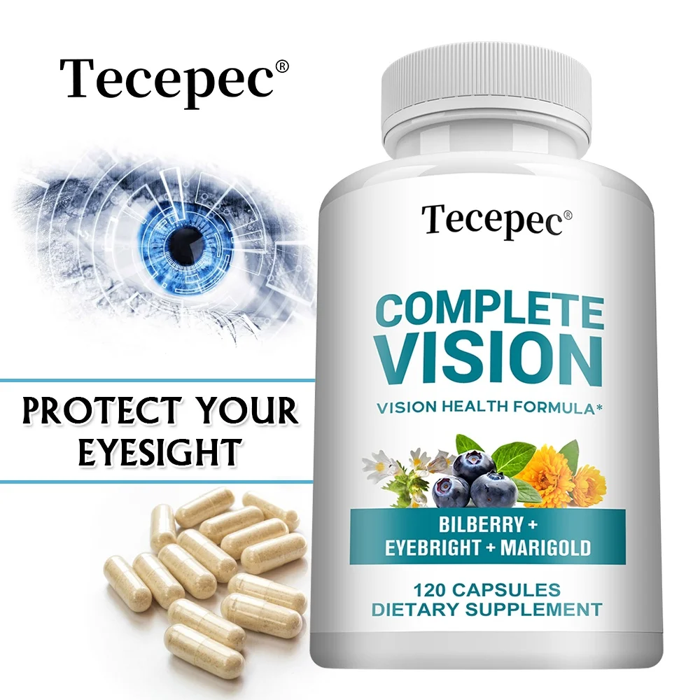Complete Vision Health Formula with Bilberry, Eyebright and Marigold - Supports Eye Health and Vision, Non-GMO