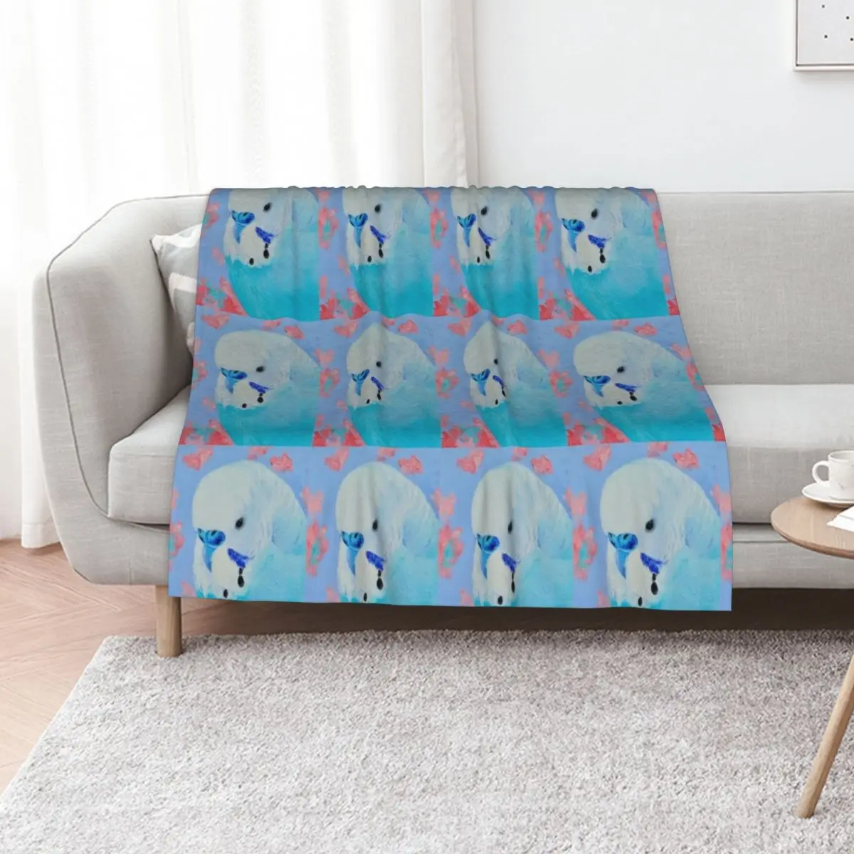 Blue Budgie Throw Blanket Hair for sofa Custom Soft Plush Plaid Large christmas decoration Blankets
