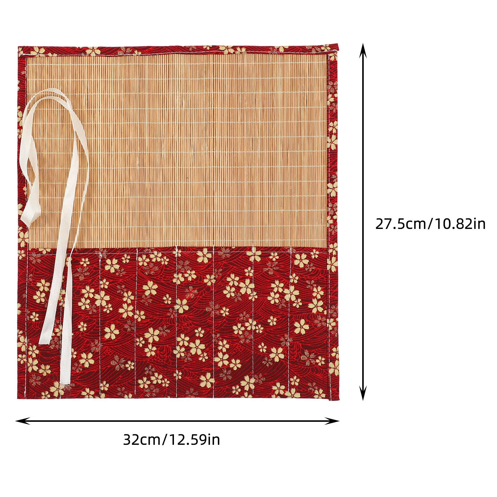 

Pencil Case 6 Bags 32x28cm Red Yellow Flowers Large Capacity Storage Roll Pouch Portable Brush Pen Pen Bag
